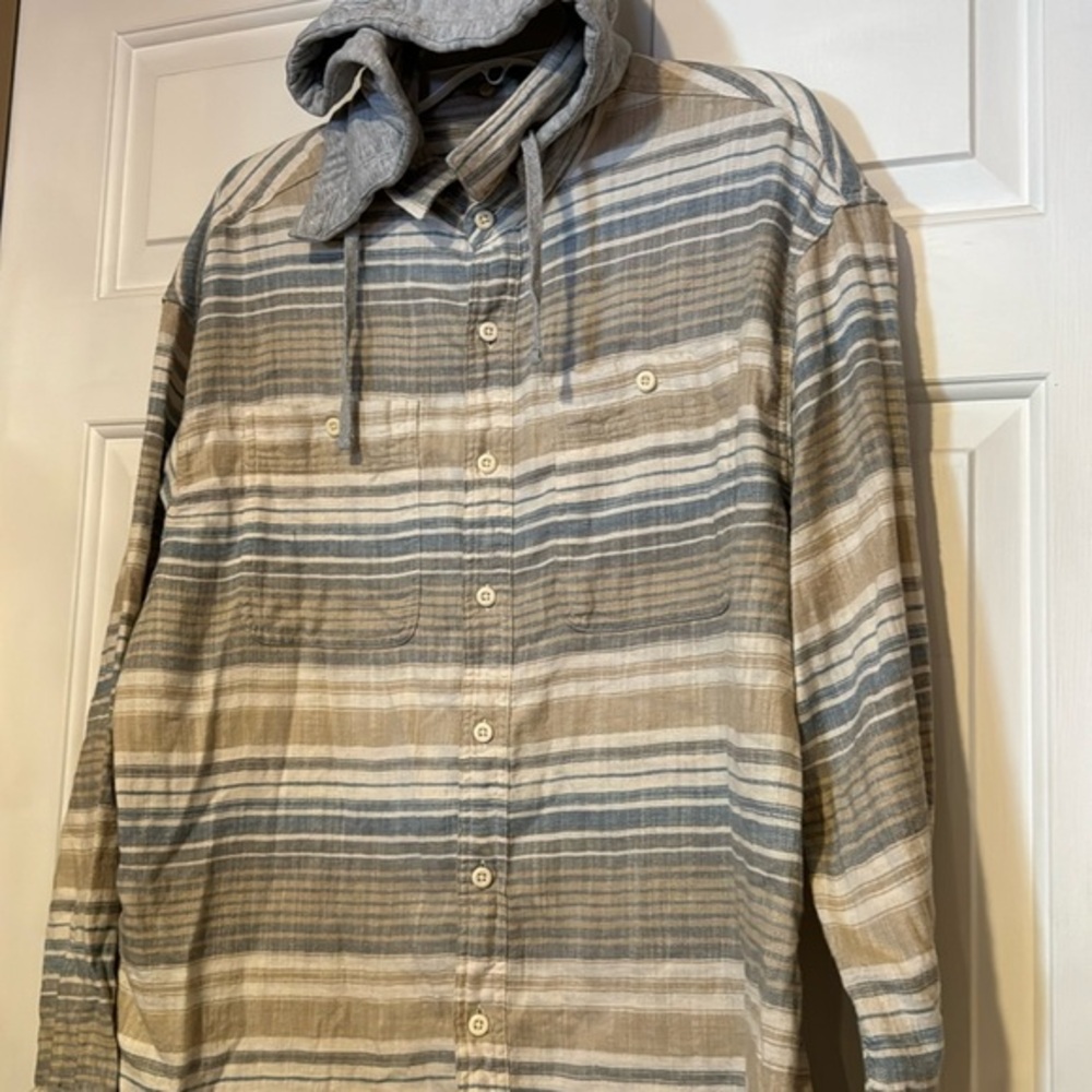American Eagle Outfitters Flannel Button Up Detachable Hoodie Size Large